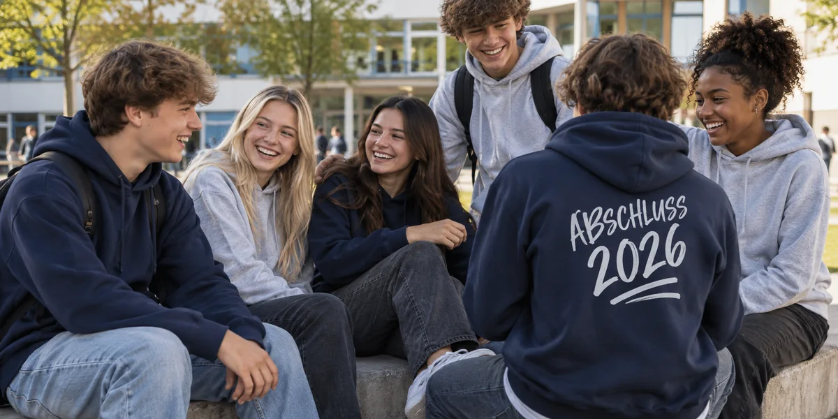 Schulgemeinschaft in abgestimmten Hoodies
