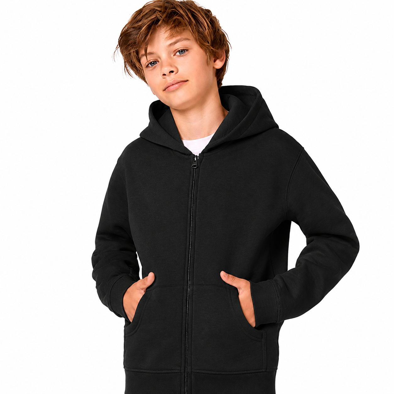 Zip-Hoodie Unisex in Asphalt mit Schul- oder Klassenmotiv
